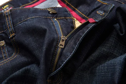 Miniatura 3 de FASHINTY Jeans rectos de estilo casual para hombre