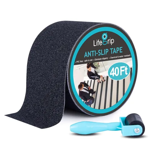 Miniatura 35 de Lifegrip - Cinta de tracción antideslizante, 4 pulgadas x 38 pies, mejor agarre, fricción, adhesivo abrasivo para escaleras, peldaños de pisada
