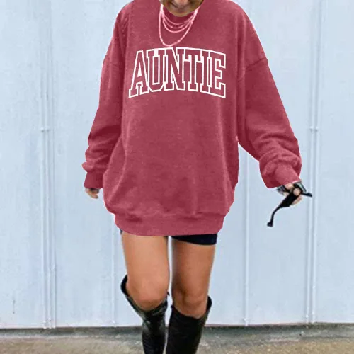 Miniatura 3 de LOTUCY Sudadera de manga larga con cuello redondo para mujer con estampado de letras de tía