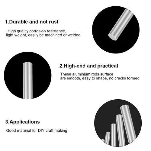 Miniatura 4 de DYWISHKEY 20 varillas de aluminio de 0.069 pulgadas x 3.94 pulgadas, varillas de eje sólido de metal, barra de torno para hacer manualidades