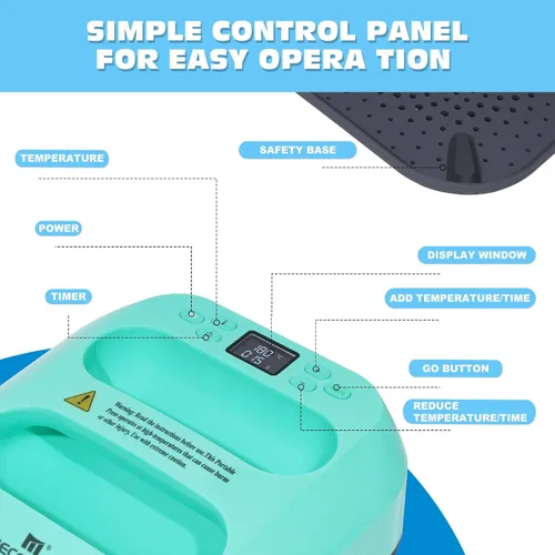 Miniatura 3 de MECOLOUR Máquina de prensa de calor para camisetas, prensa de calor portátil de 9 x 9 pulgadas con alfombrilla de prensa de calor, teflón de PTFE
