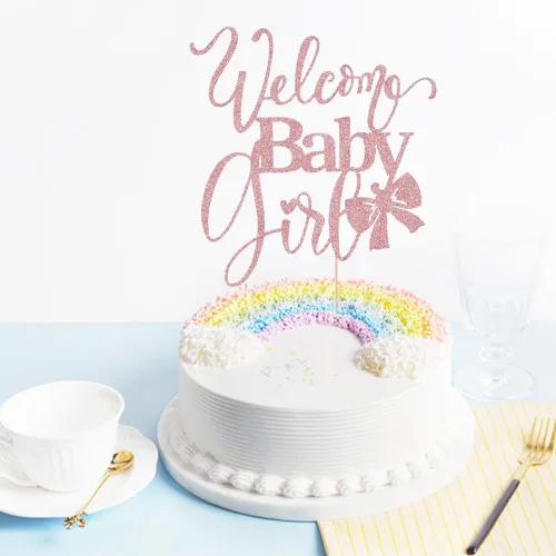 Miniatura 6 de Decoración de bienvenida para tartas de bebé niña, baby shower, baby shower, recién nacida, espectáculo de género para niña, decoración de fiesta