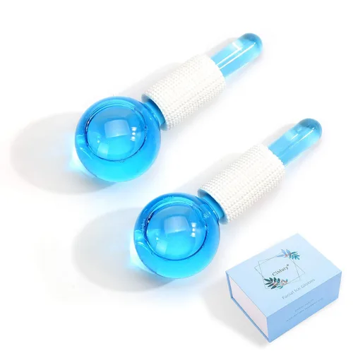 Miniatura 2 de Globos de hielo para cara, 2 globos faciales para herramienta de masaje, masajeador facial de piel fría, aprieta la piel, reduce la hinchazón