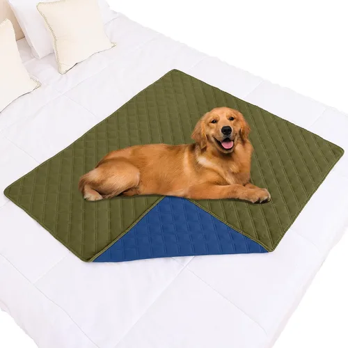Miniatura 132 de Smiry Funda impermeable para cama de mascota, suave y lavable, para muebles, cama, sofá, reversible, a cuadros (30 x 53 pulgadas, color beige/beige)