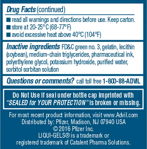 Miniatura 14 de Advil Liqui-Gels - Analgésico y reductor de fiebre, medicamento para el dolor para adultos con ibuprofeno 200 mg para dolor de cabeza, dolor