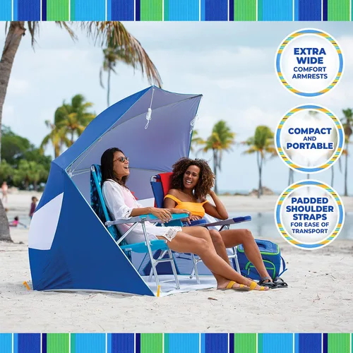 Miniatura 7 de Rio Brands Silla plegable de 4 posiciones de altura extendida de 17 pulgadas, para playa, campamento, césped, turquesa