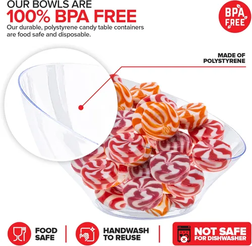 Miniatura 3 de Cuencos de plástico transparente de 6 onzas (paquete de 8) pequeños platos desechables para dulces, recipientes de bufé para papas fritas, palomitas