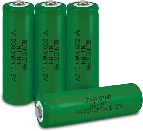 Paquete de 4 baterías recargables AA Ni-MH, 1.2 V 2200 mAh de alta capacidad doble A con baja autodescarga, reemplazo precargado para dispositivos