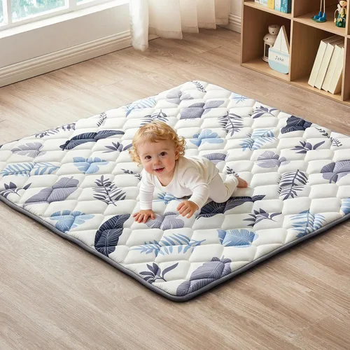 Alfombra de Juego para Bebés 50"x50", Alfombra Antideslizante para Bebés para el Piso, Suave y Gruesa, Alfombra de Juego Portátil, Alfombra de Gateo
