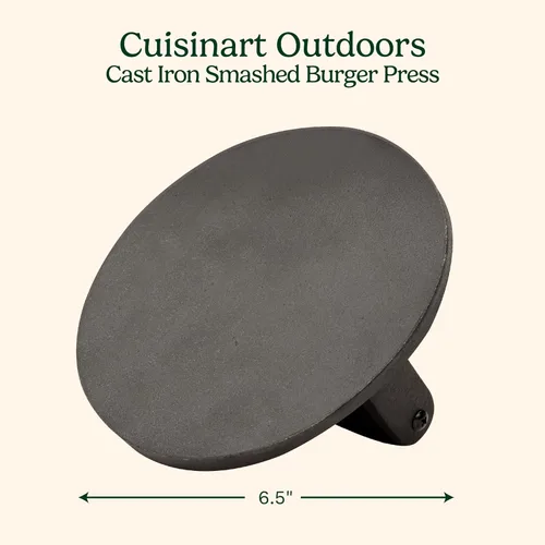 Miniatura 2 de Cuisinart - Prensa de hamburguesas aplastadas de hierro fundido de 6.5", prensa de parrilla redonda de borde plano para hamburguesas crujientes