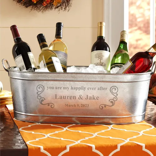 Miniatura 2 de Let's Make Memories - Bañera personalizada con soporte, para bodas, recién casados, bañera de metal galvanizado, enfriador de bebidas, 5.5 galones