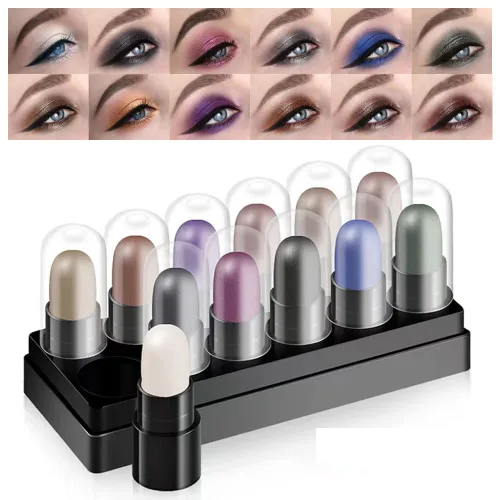 Juego de sombras de ojos de 12 colores, paleta de sombra de ojos de larga duración de 24 horas, impermeable y resistente al sudor, hipoalergénico,