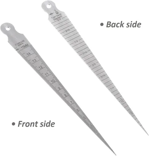 Miniatura 2 de Medidor cónico de 0.039-0.591 in 1/32-5/8 pulgadas de acero inoxidable medidor de soldadura cónico en pulgadas y métrica herramienta de medición