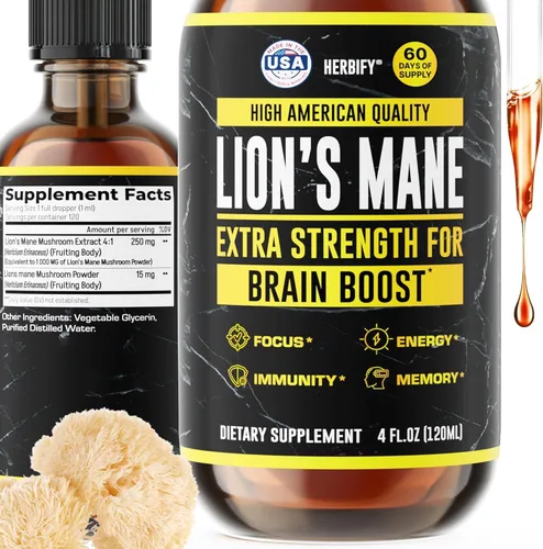 Miniatura 10 de Suplemento de hongos – Lions Mane Reishi Cordyceps Chaga Turkey Tail Inulina y más hongos para apoyo inmunológico, energía – Suplementos cerebrales