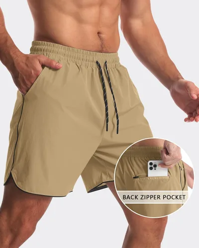 Miniatura 4 de Paquete de 2 pantalones cortos deportivos de entrenamiento de 5 pulgadas para hombre, pantalones cortos de gimnasio de secado rápido con bolsillos