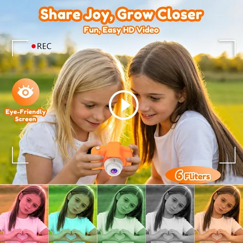 Miniatura 4 de PROGRACE Cámara de regalo para niños con tarjeta SD de 32G para niños y niñas de 3 a 12, 1080P HD, mini cámara digital Vlogging, cámara de video