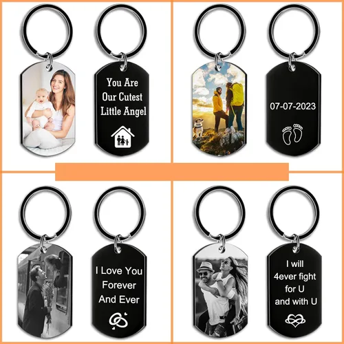 Miniatura 5 de Llavero personalizado con imagen, llavero giratorio de doble cara con fotos coloridas, regalos conmemorativos para amantes de la familia
