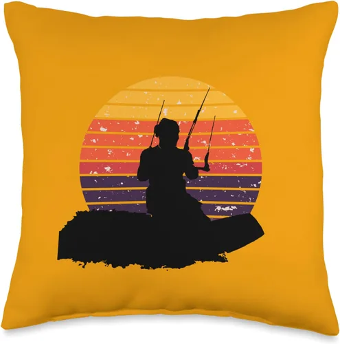 Miniatura 4 de Kitesurf Gifts and Surf Lover Tees by taiche Kitesurfer Surfing The Wave Artistic Silhouette Retro Sunset Throw Pillow, 18x18, Multicolor