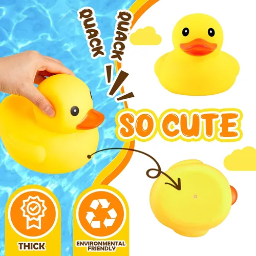 Miniatura 3 de Deekin 6 piezas de patos de goma amarillos grandes a granel grandes chirriantes de goma para bañera flotante para decoración de fiesta