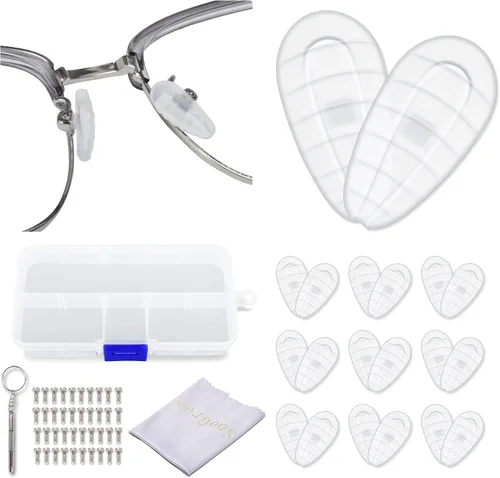 Miniatura 10 de SooGree Paquete de 20 almohadillas nasales pequeñas para gafas de cámara de aire, 20 almohadillas de nariz de silicona dura, 1 gancho redondo
