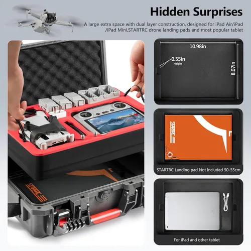 Miniatura 2 de STARTRC Mini 4 Pro Funda de transporte dura impermeable para DJI Mini 3 Pro/3 accesorios, estuche de viaje para Fly More Combo de doble capa Gris