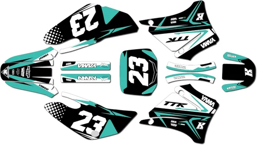 Miniatura 5 de Kit de gráficos Kalair GFX para Yamaha TTR125 (2000-2007) Serie Evader Azul Rojo 9 Mil - Adhesivos de gráficos personalizados para carreras