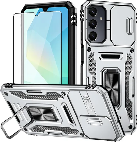 Miniatura 11 de Para Samsung Galaxy A16 5G Funda con Protector de Pantalla y con Cubierta de Cámara, Soporte Giratório de 360° Grado Militar (Resistente) Protector