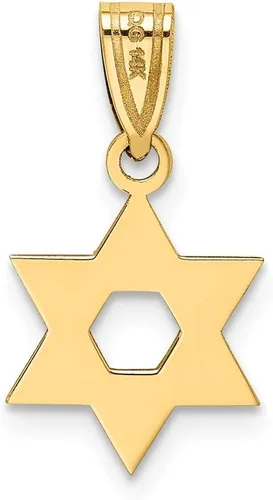 Miniatura 3 de Colgante de oro amarillo macizo de 14 quilates con estrella de David Lucky Jewish 0709in x 0433in