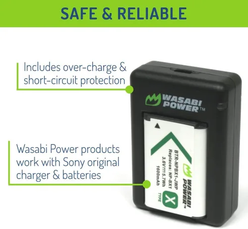 Miniatura 4 de Wasabi Power Batería NP-BX1 (paquete de 2) y cargador USB dual para Sony NP-BX1/M8, ZV-1, ZV-1 II, Cyber-Shot DSC-HX95, HX99, HX350, RX1, RX1R II