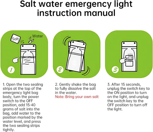 Miniatura 4 de Lámpara de emergencia con luz de sal de agua, linterna LED alimentada por sal, 50 lúmenes LED linterna de camping para cortes de energía Pesca