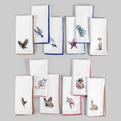 Miniatura 24 de Fingercraft - Juego de 12 servilletas de tela de mezcla de algodón y lino, con estampado, perfecta para fiestas, cenas, bodas, cócteles y Navidad