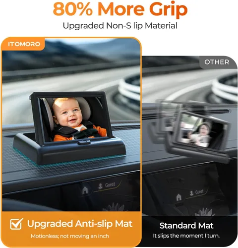 Miniatura 3 de Itomoro Espejo de Coche para Bebé, Vista del Bebé en Asiento Orientado hacia Atrás con Amplia Visión Cristalina, Rotación de 360°. Instalación Fácil