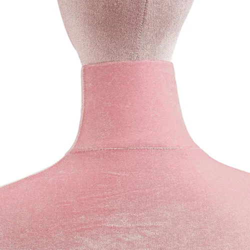 Miniatura 6 de Cuerpo de maniquí femenino Forma de vestido de tela de lino Manikin Torso con cabeza desmontable Altura ajustable Soporte de metal, para coser ropa