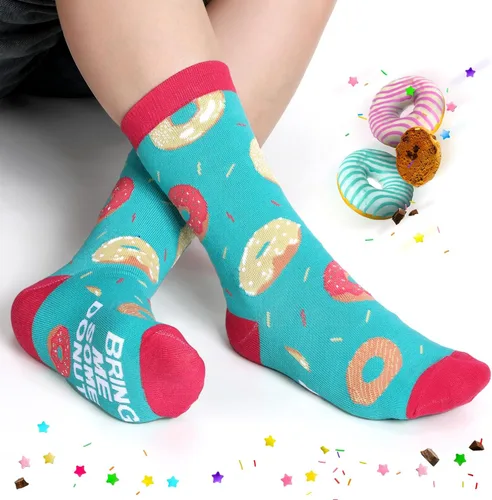 Miniatura 5 de Leumoi 12 pares de calcetines de aperitivos temáticos de alimentos, calcetines de tripulación de papas fritas, galletas, hamburguesas, vestido