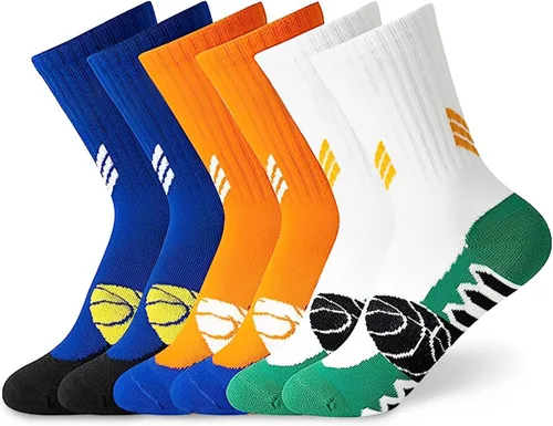 SkiBeaut Calcetines deportivos para niños, 3 pares de calcetines deportivos para correr, deportes al aire libre, entrenamiento, baloncesto, fútbol,