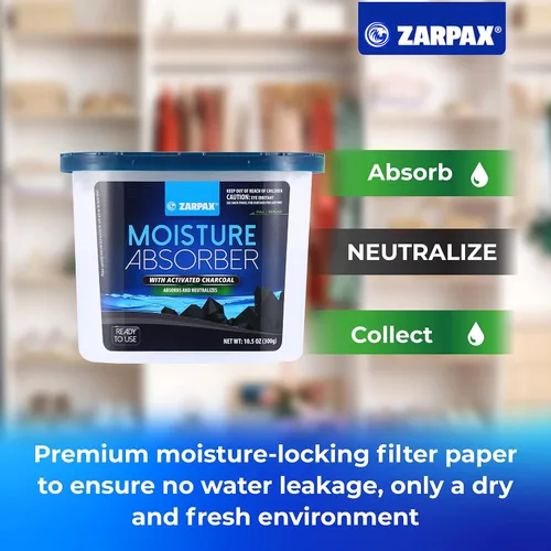 Miniatura 6 de ZARPAX Carbón activado absorbente de humedad, 10.5 onzas, elimina la humedad, la humedad y los olores, absorbe olores, trampa de humedad para baño