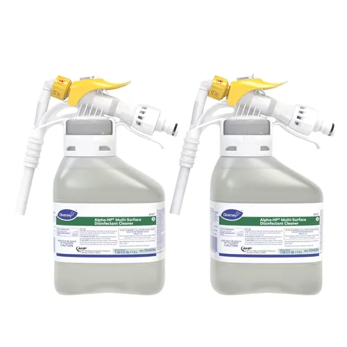 Diversey 5549254 Alpha-HP Limpiador desinfectante multisuperficie, peróxido de hidrógeno bactericida y virucida con aroma cítrico, concentrado listo