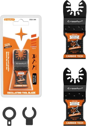 Crosstar Cuchillas oscilantes de carburo de hielo negro, 2 unidades, cuchillas multiherramienta para metal duro, clavos, pernos, tornillos, ajuste