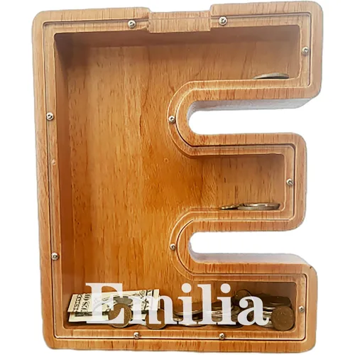 Miniatura 28 de Alcancia personalizada grande de madera con letras, alcancía para monedas, alcancía personalizada con nombre, puede ser utilizada como regalo de J
