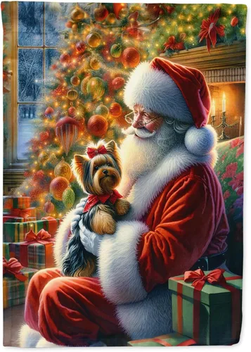 Miniatura 27 de Caroline's Treasures DAC4159CHF - Bandera de casa de Husky siberiano y Papá Noel para porche, grande, para colgar en la pared, poliéster