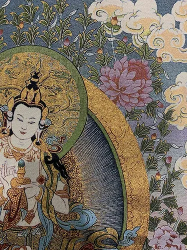 Miniatura 4 de Budismo tibetano Thangka Samantabhadra Guanyin Tangka Fengshui mural colgante de pared para decoración del hogar, tapiz de meditación
