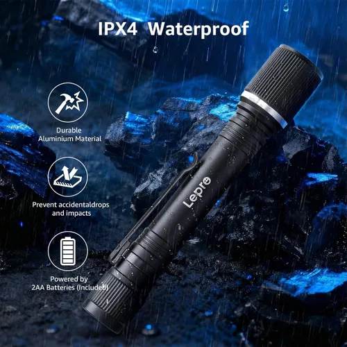 Miniatura 5 de Lepro LED Mini Flashlight High Lumens with Clip, Waterproof, Energy Saving, Portable for Outdoor, Emergency, AA Batteries Included, Tactical &