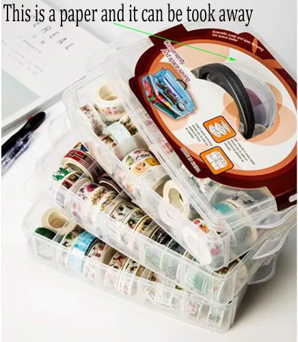 Miniatura 4 de HomDSim Washi - Organizador de caja de cinta, contenedor de armario divisor, con 30 compartimentos ajustables, transparente, cinta adhesiva