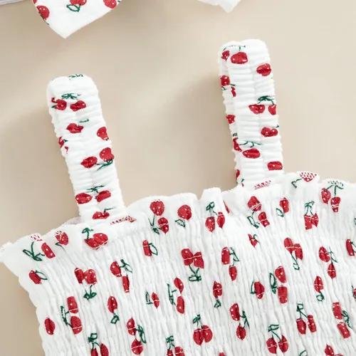 Miniatura 95 de Mameluco para bebés y niñas de 3, 6, 9, 12, 18 meses, enterizo de manga corta, fruncido, faldas y dobladillo, diadema