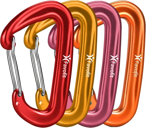 Miniatura 11 de Clips de Mosquetón de Servicio Pesado 12KN - Favofit Mosquetones Pequeños de 3.2'' para Senderismo Camping Hamacas Llaves Llaveros Correas