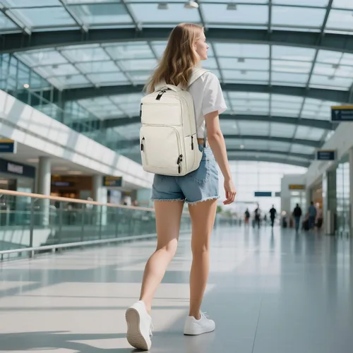 Miniatura 7 de Mochila impermeable para portátil para hombres y mujeres, aprobada para vuelos, antirrobo, con funda para portátil de 15.6 pulgadas (Beige)