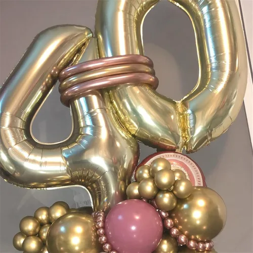 Miniatura 5 de Globo dorado champán con el número 5, globos de aluminio autoinflables grandes de 40 pulgadas del 0 al 9, globo de helio digital 5 dorado claro