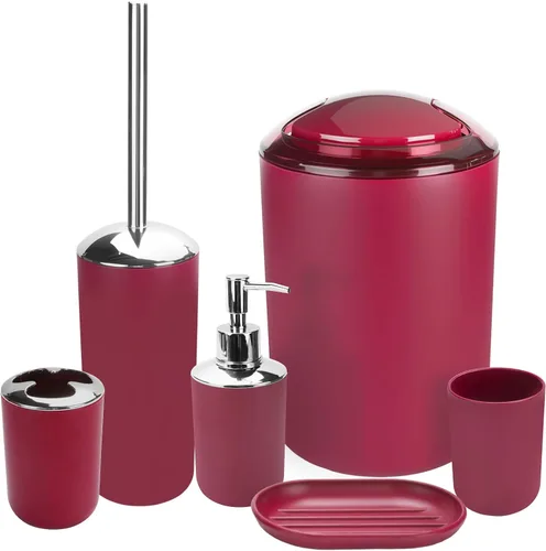 Miniatura 11 de Juego de accesorios de baño, 4 piezas de plástico incluyen dispensador de jabón, jabonera, soporte para cepillo de dientes, taza para enjuague