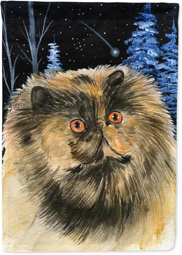 Caroline's Treasures SS8408GF - Bandera de jardín persa con diseño de gato de noche estrellada, bandera decorativa para patio exterior, patio,