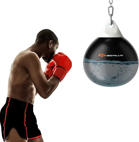 Goplus Bolsa de Agua Aqua, Bolsa de Boxeo Pesada de 180 Libras de 21 Pulgadas / 110 Libras de 18 Pulgadas con Cadena Metálica Ajustable, Manguera de